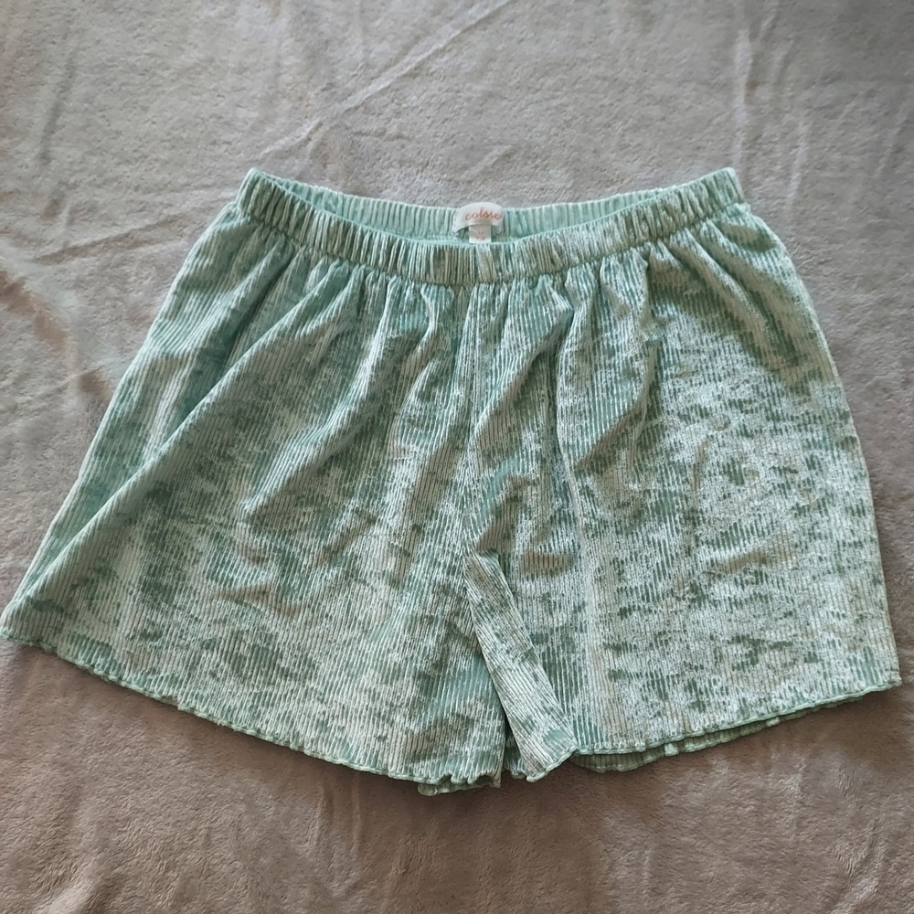 Colsie Mint Green Plisse Lounge Shorts Medium Textured Coastal Pajama Bottoms